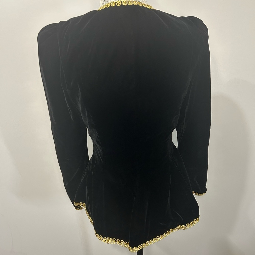Vintage military inspired black velvet with gold trim accents and buttons - Picture 4 of 15